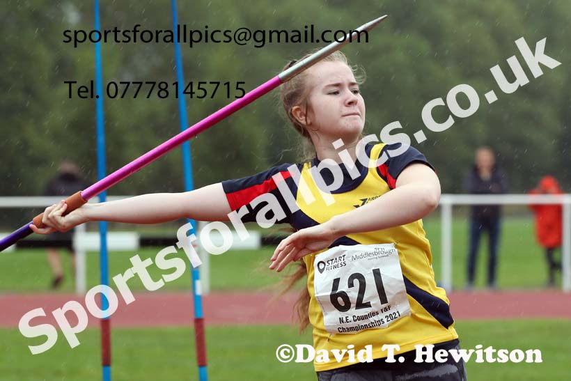 Women and Girls javelin, 2021 North Eastern Track and Field Champs., Middesbrough. Photo: David T. Hewitson/Sports for All Pics